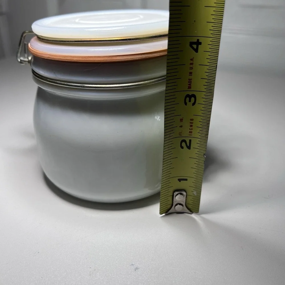 Vintage Milk Glass Wheaton Lidded Jar Canister Bale Clamp Locking Rubber Gasket‎